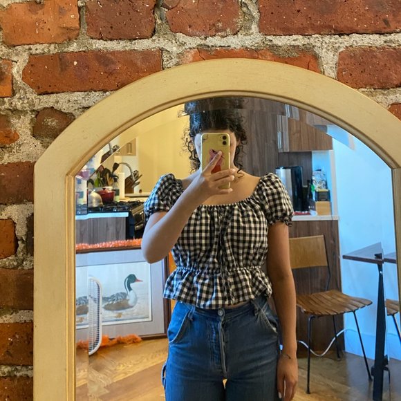 Topshop/Miss Selfridge Gingham Blouse - Picture 2 of 2